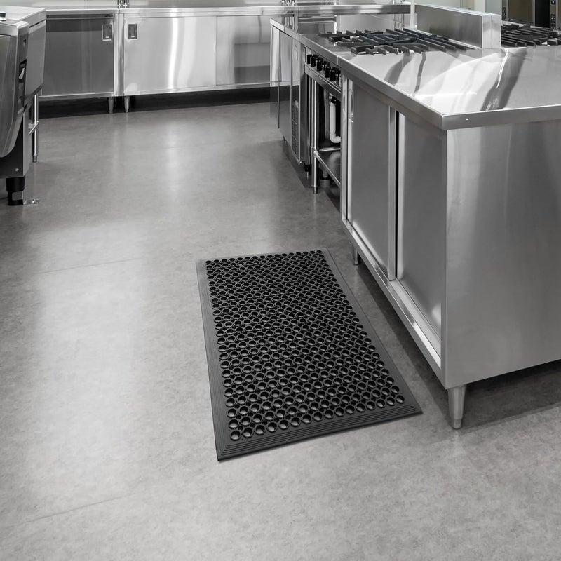 GRIDMANN Rubber Floor Mat, 24" x 36" Anti-Fatigue Drainage Mat, Non-Slip and Grease Resistant for Restaurants, Commercial Kitchens, Bar Floors, Black - Image 4